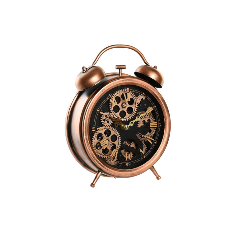 Williston Analog Metal Machanical Tabletop Clock in Copper/Black
